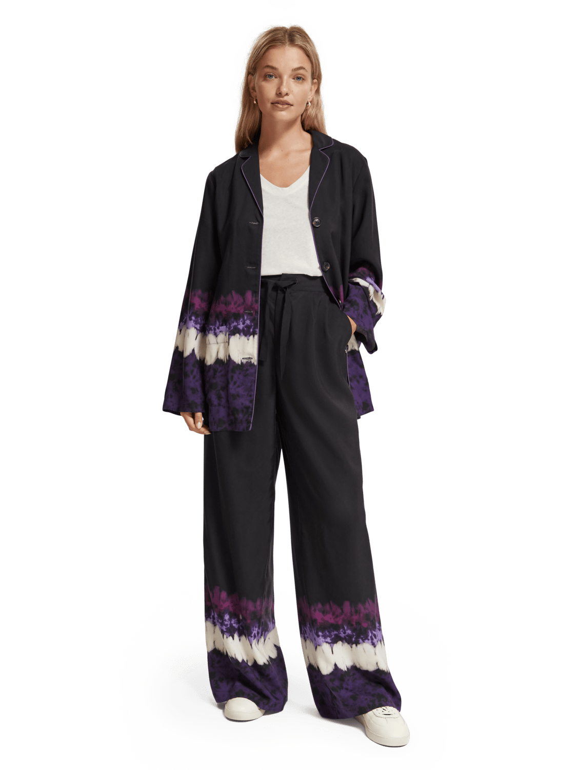 Pyjama blazer with stripes and immersion dyeing
