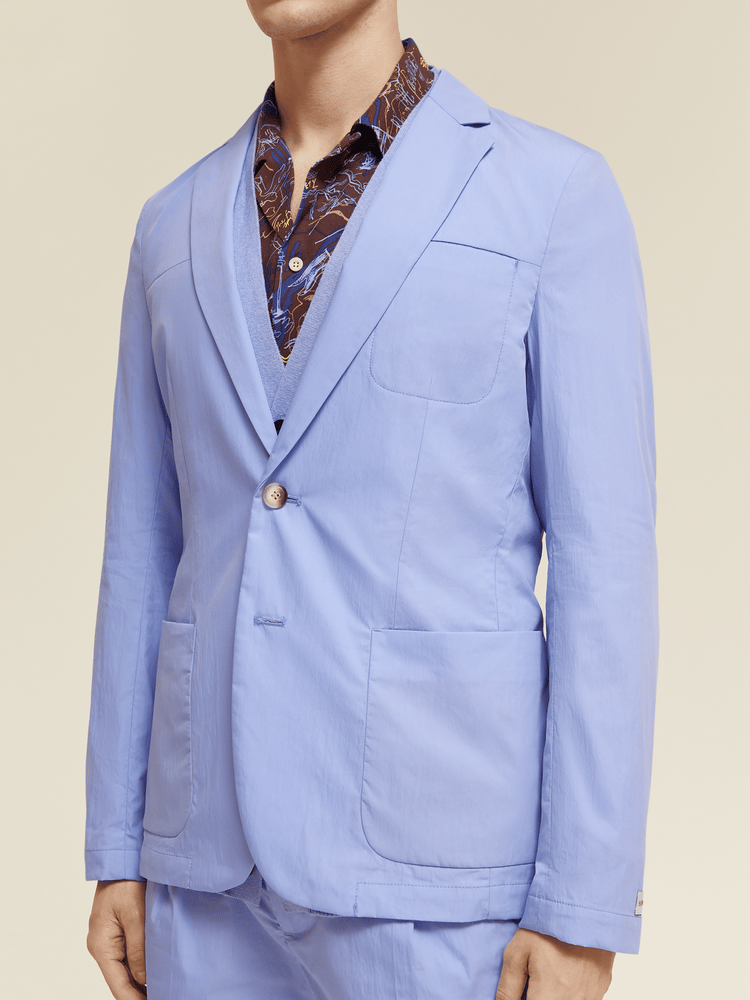 Unstructured blazer in cotton-blend poplin