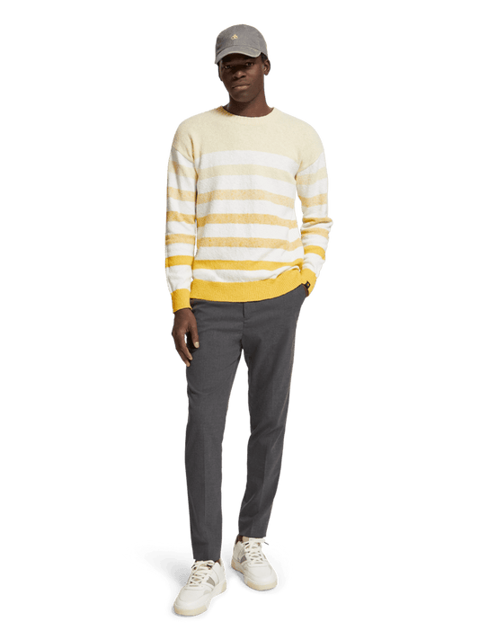 Casual crew-neck sweater in structured cotton blend