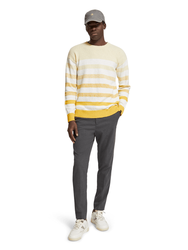 Casual crew-neck sweater in structured cotton blend